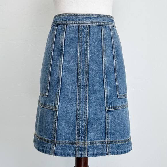 Cabi Speedway Denim Carpenter A-Line Skirt - Picture 1 of 11